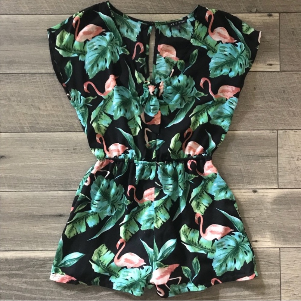 NWT Flamingo/Floral Romper